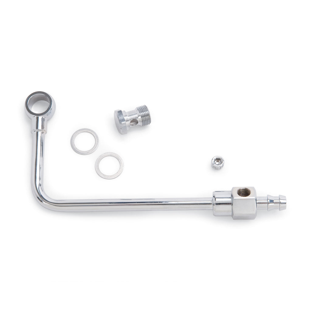 Edelbrock 8126 Chrome Steel Fuel Line With 3/8" Barbed End Inlet Without Fuel Filter