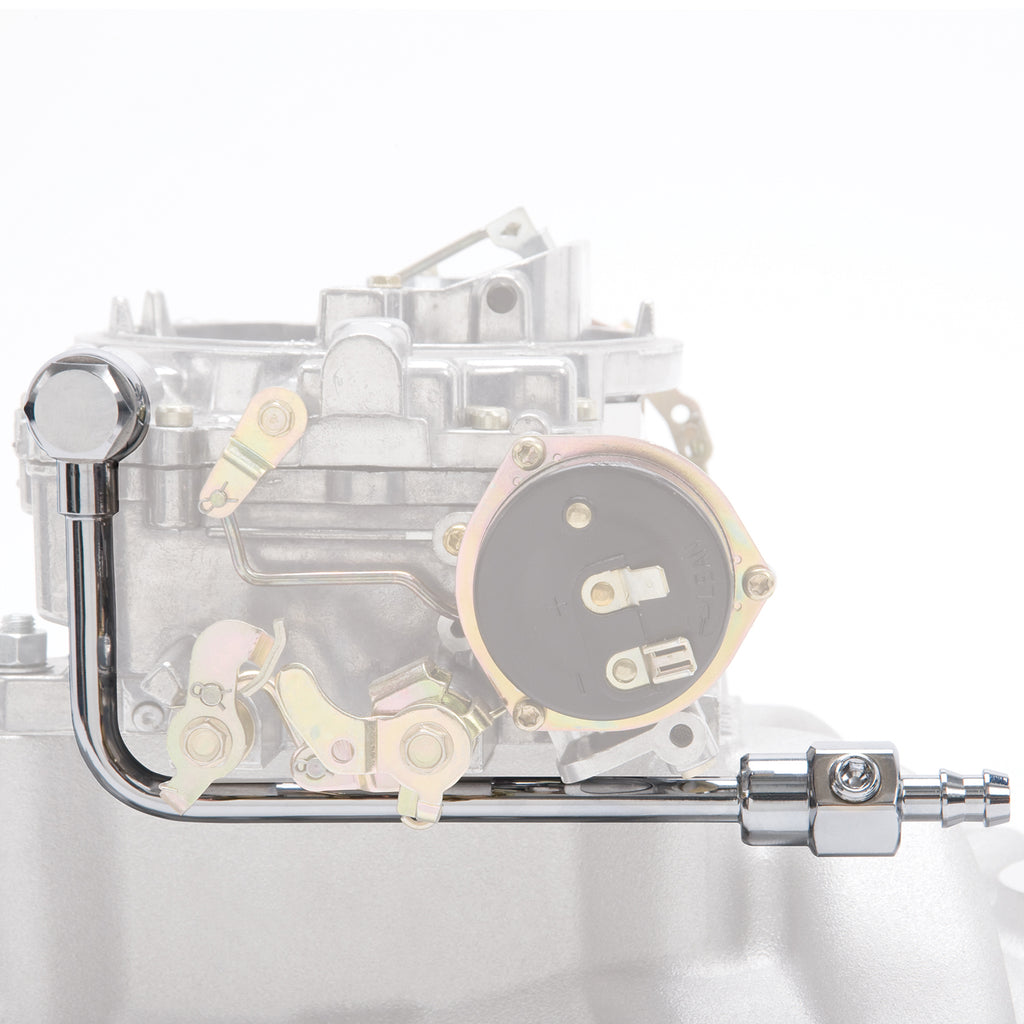 Edelbrock 8126 Chrome Steel Fuel Line With 3/8" Barbed End Inlet Without Fuel Filter