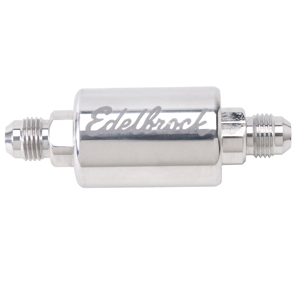 Edelbrock 8129 High Flow Billet Aluminum Fuel Filter in Polished Finish