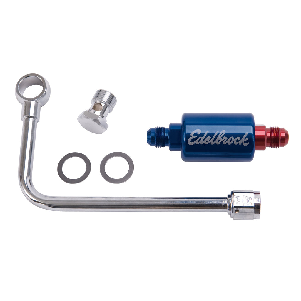 Edelbrock 8134 Chromed Steel Fuel Line & Filter Kit Fo Eps Carbs.