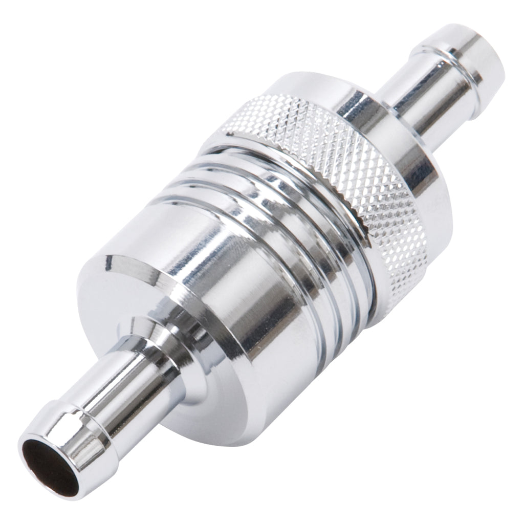 Edelbrock 8136 3" Aluminum Street Fuel Filter in Chrome Finish