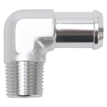 Load image into Gallery viewer, Edelbrock 8166 Heater Hose End Fitting - 90Â° with 1/2" NPT and 3/4" Barb.