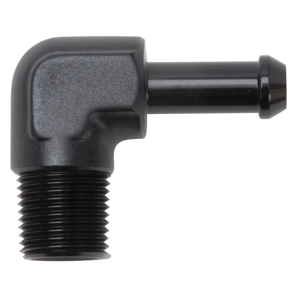 Edelbrock 8167 Heater Hose End Fitting - 90Â° with 3/8" NPT and 3/8" Barb