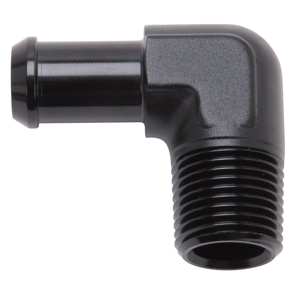 Edelbrock 8178 Heater Hose End Fitting - 90Â° with 1/2" NPT and 5/8" Barb.