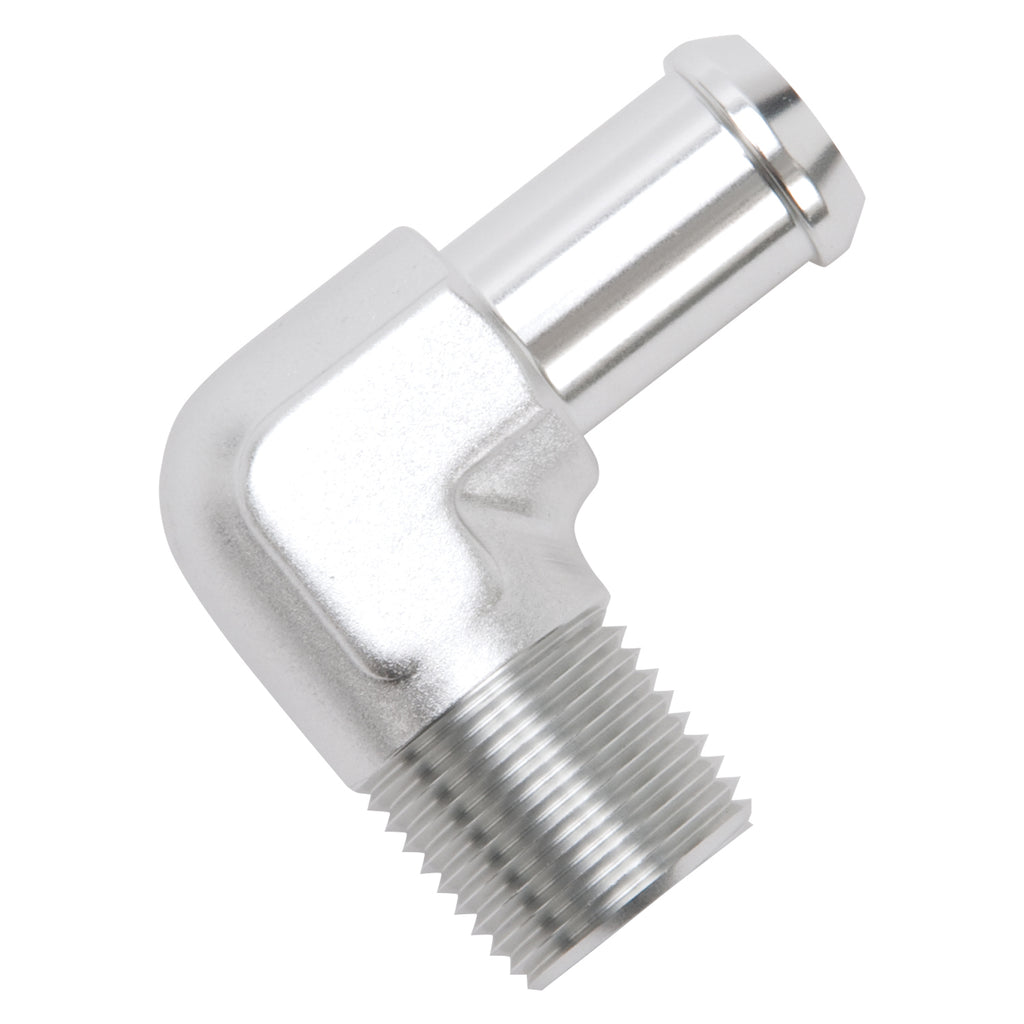 Edelbrock 8179 Heater Hose End Fitting - 90Â° with 1/2" NPT and 5/8" Barb.