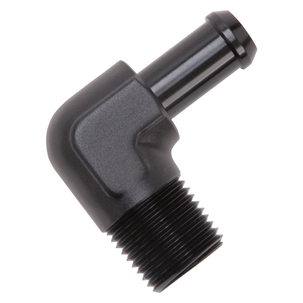 Edelbrock 8180 Heater Hose End Fitting - 90Â° with 1/2" NPT and 1/2" Barb