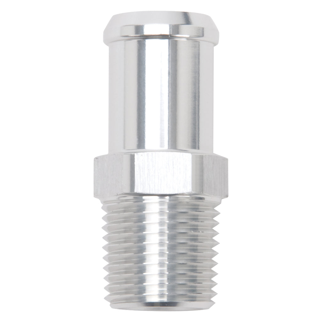 Edelbrock 8184 Heater Hose End Fitting - Straight with 1/2" NPT and 3/4" Barb.