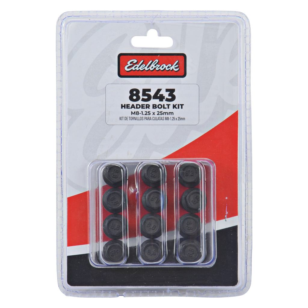 Edelbrock 8543 Exhaust Header Bolts #8543, M8-1.25 X 25mm, Black Oxide (Set Of 12)