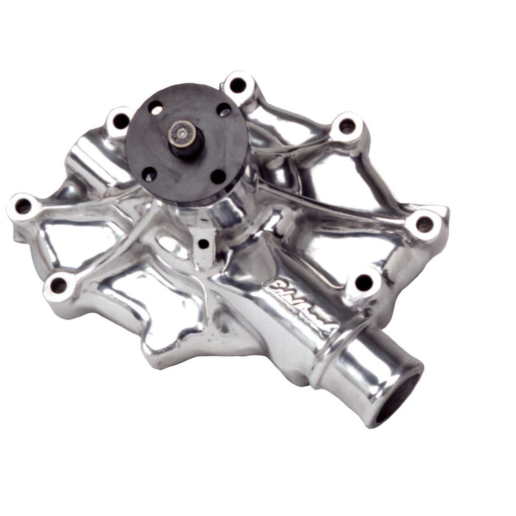 Edelbrock 8845 Water Pump #8845 For Small-Block Ford 1986-93, 5.0L V8, Rev. Rotation, Polished for Select Ford Bronco, Ford Country Squire, Ford E-150 Econoline, Ford E-150 Econoline Club Wagon, Ford E-250 Econoline, Ford F-150, Ford F-250, Ford LTD,
