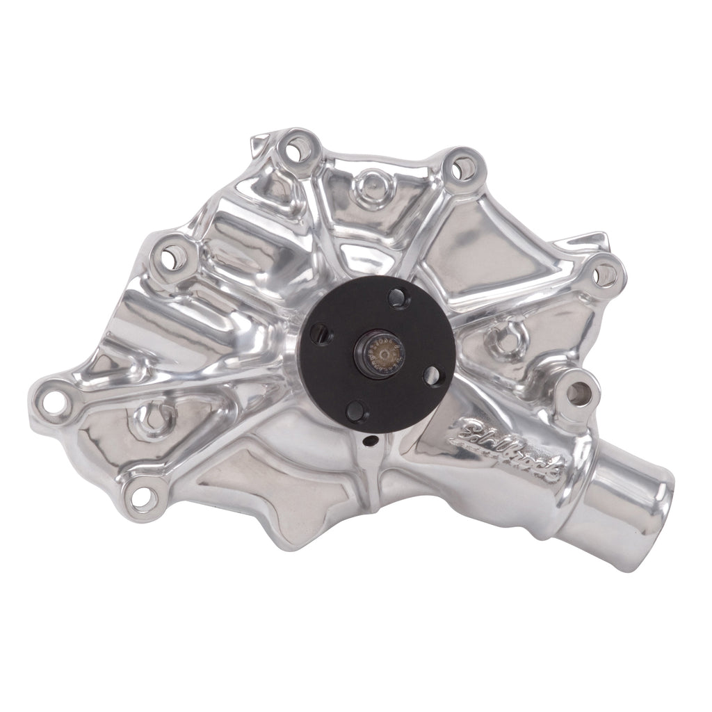 Edelbrock 8845 Water Pump #8845 For Small-Block Ford 1986-93, 5.0L V8, Rev. Rotation, Polished for Select Ford Bronco, Ford Country Squire, Ford E-150 Econoline, Ford E-150 Econoline Club Wagon, Ford E-250 Econoline, Ford F-150, Ford F-250, Ford LTD,