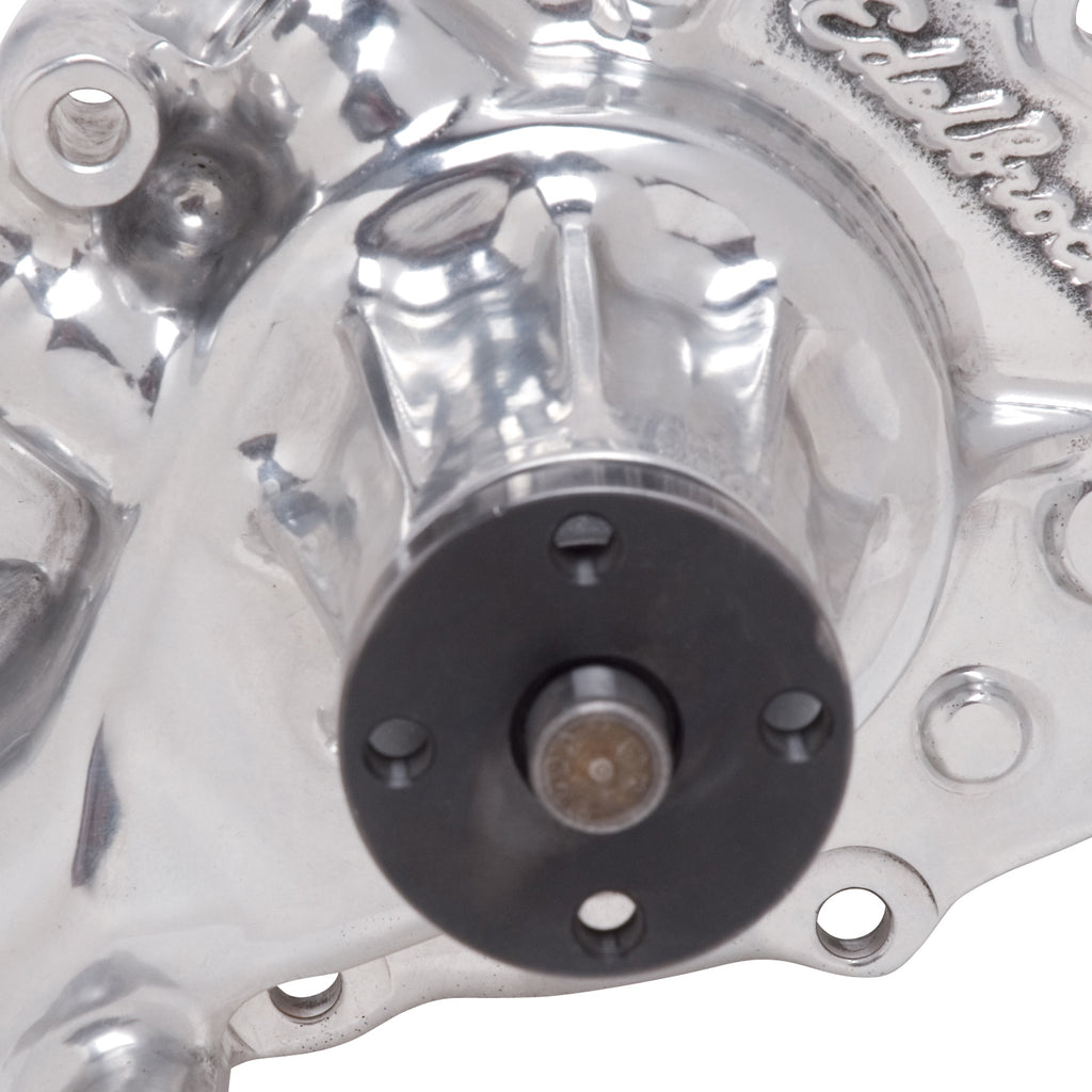 Edelbrock 8847 Water Pump Ford 1965-67 289 cid Polished for Select Ford Bronco, Ford Country Sedan, Ford Country Squire, Ford Custom, Ford Custom 500, Ford Fairlane, Ford Falcon, Ford Falcon Sedan Delivery, Ford Galaxie, Ford Galaxie 500, Ford LTD, Ford