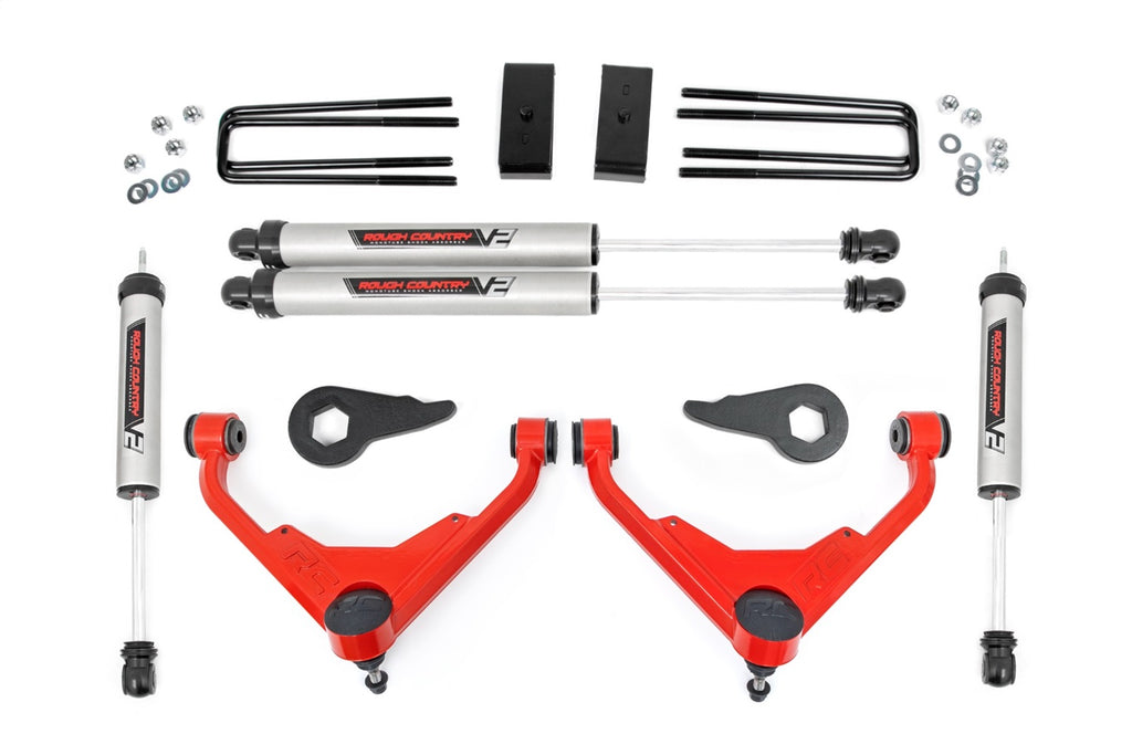 Rough Country 859870RED Suspension Lift Kit w/Shocks for Select Chevrolet Silverado 2500, Chevrolet Silverado HD, Chevrolet Silverado 3500, Chevrolet Silverado HD, Chevrolet Suburban 2500, GMC Sierra 2500, GMC Sierra HD, GMC Sierra 3500, GMC Sierra HD,