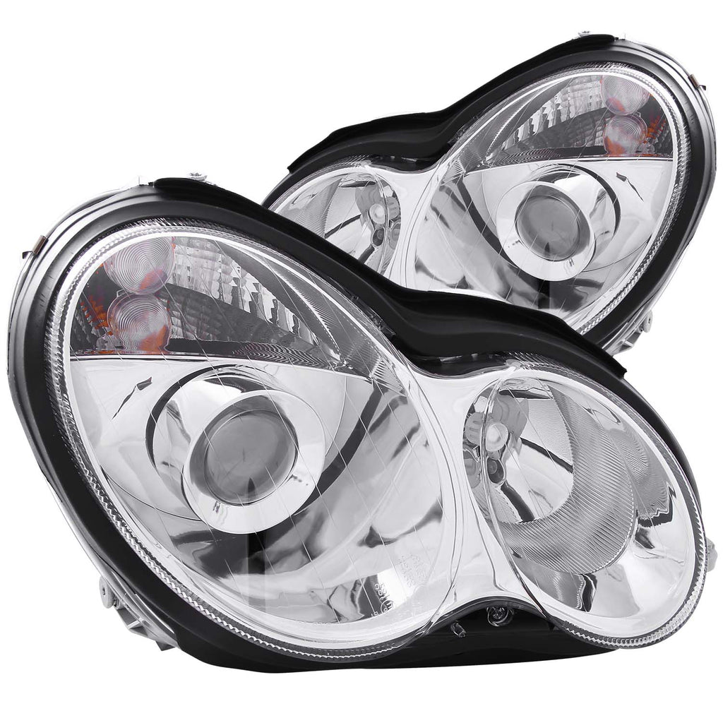 0107-Mercedes-Benz-C-Class-W203-Headlights-Projector-Chrome-DriverPassenger