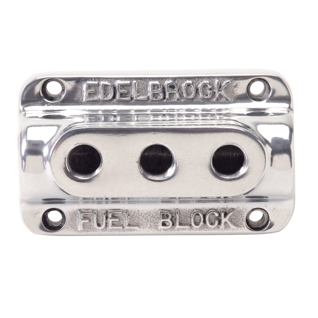 Edelbrock 12851 Polished Triple Outlet Fuel Block Kit