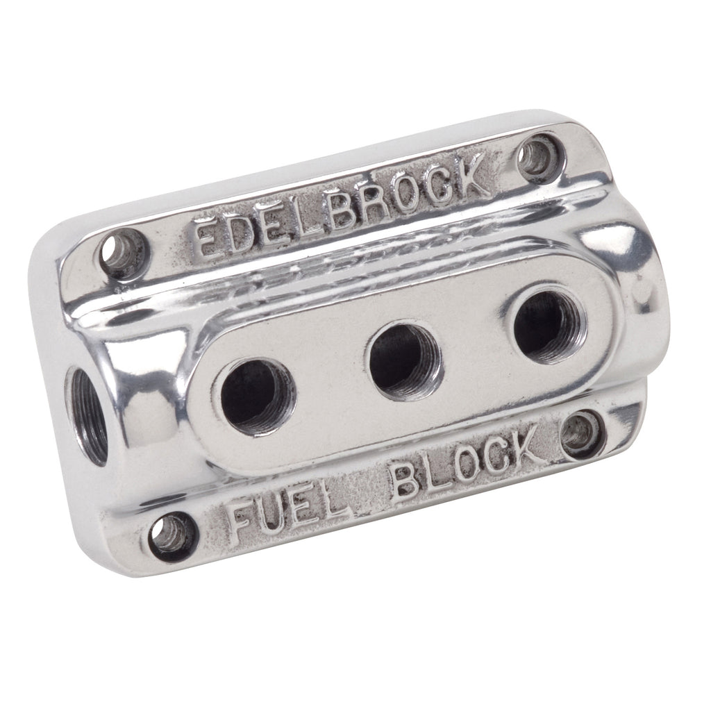 Edelbrock 12851 Polished Triple Outlet Fuel Block Kit