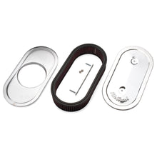 Load image into Gallery viewer, Air-Cleaner-Pro-Flo-Series-Oval-Steel-Top-Cloth-Element-13-5In-X-7In-X-3-5In-Chrome