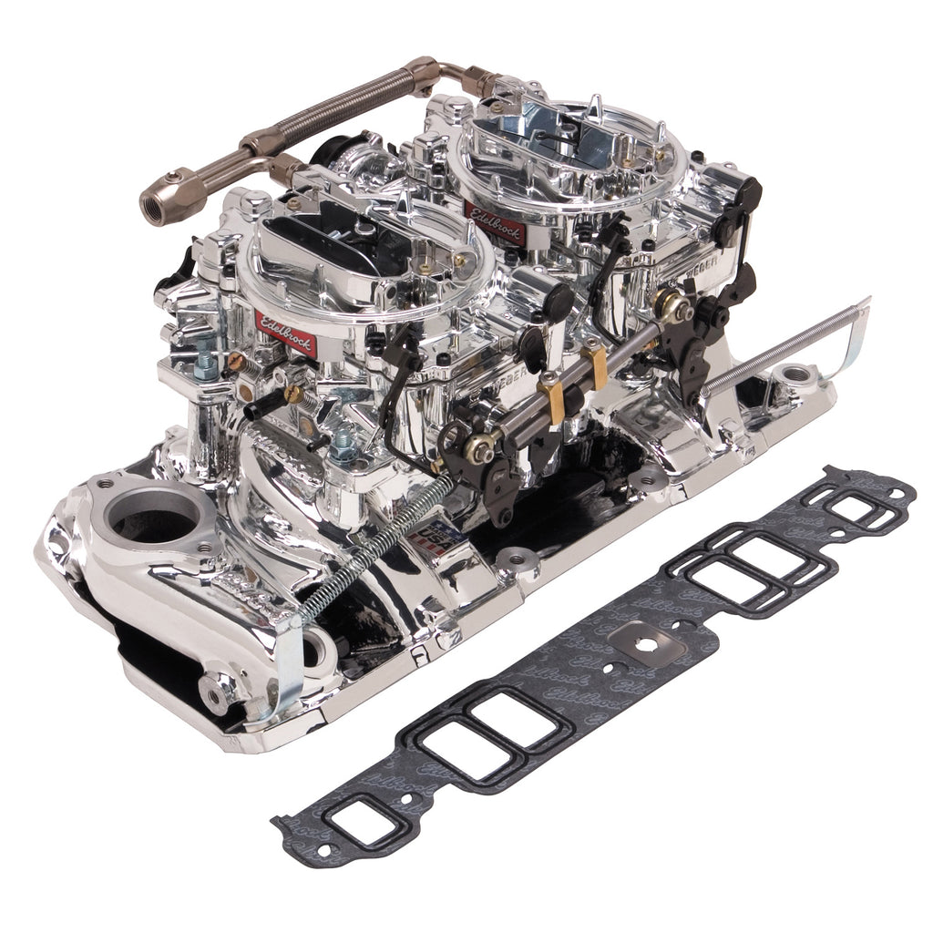 Edelbrock 20254 Engine Intake Manifold / Carburetor Kit for Select Chevrolet 3B, Chevrolet 3C, Chevrolet 3D, Chevrolet 3E, Chevrolet 3F, Chevrolet 3G, Chevrolet B60, Chevrolet Bel Air, Chevrolet Biscayne, Chevrolet Blazer, Chevrolet Brookwood, Chevrolet