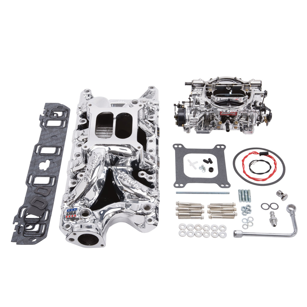 Edelbrock 20334 Engine Intake Manifold / Carburetor Kit for Select Ford 300, Ford B-100, Ford B-150, Ford B-200, Ford B-200 Panel, Ford Bronco, Ford Cougar, Ford Country Sedan, Ford Country Squire, Ford Crown Victoria, Ford Custom, Ford Custom 500, Ford