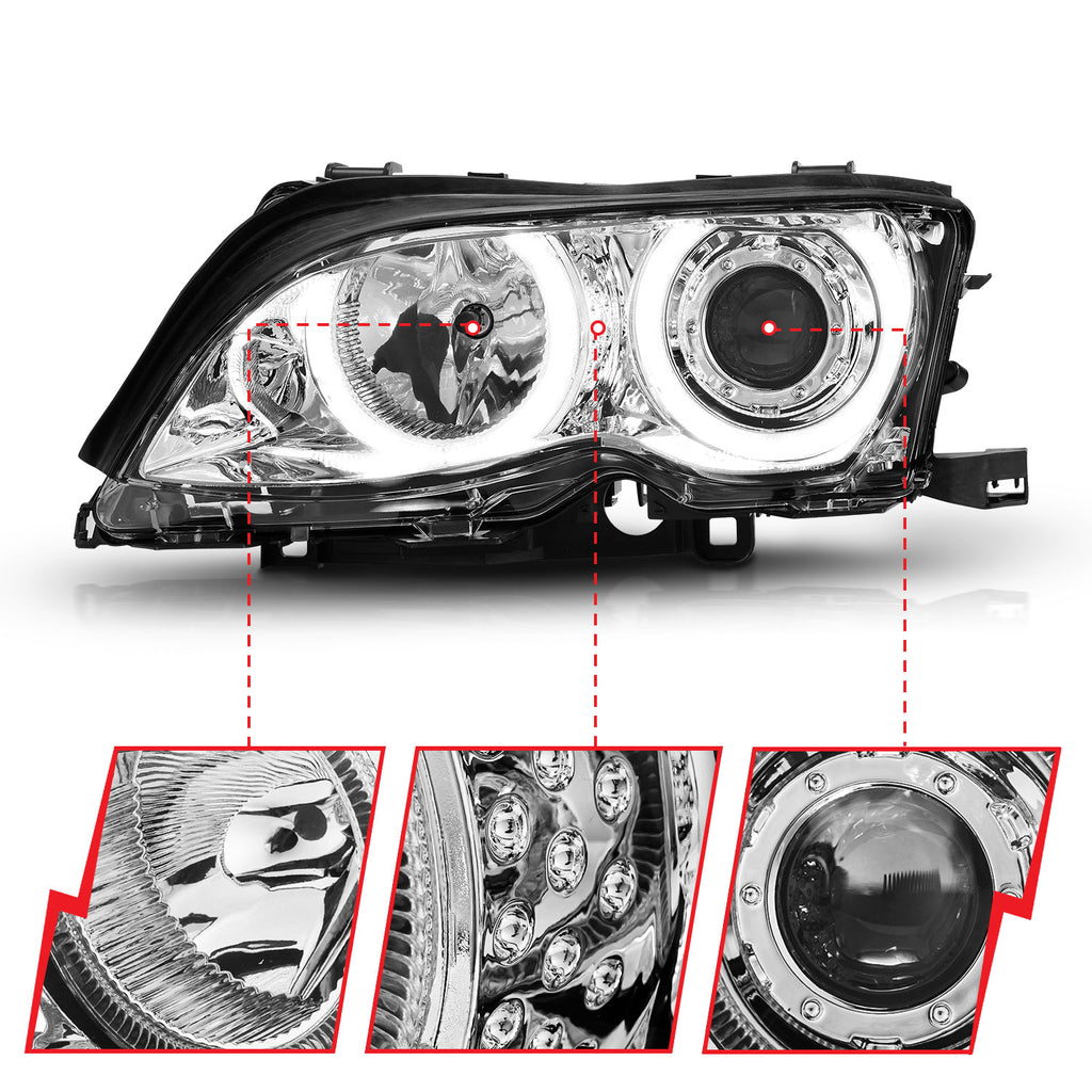 0205-Bmw-3-Series-E46-4Dr-Headlights-Chrome-Clear-Projector-With-Halos