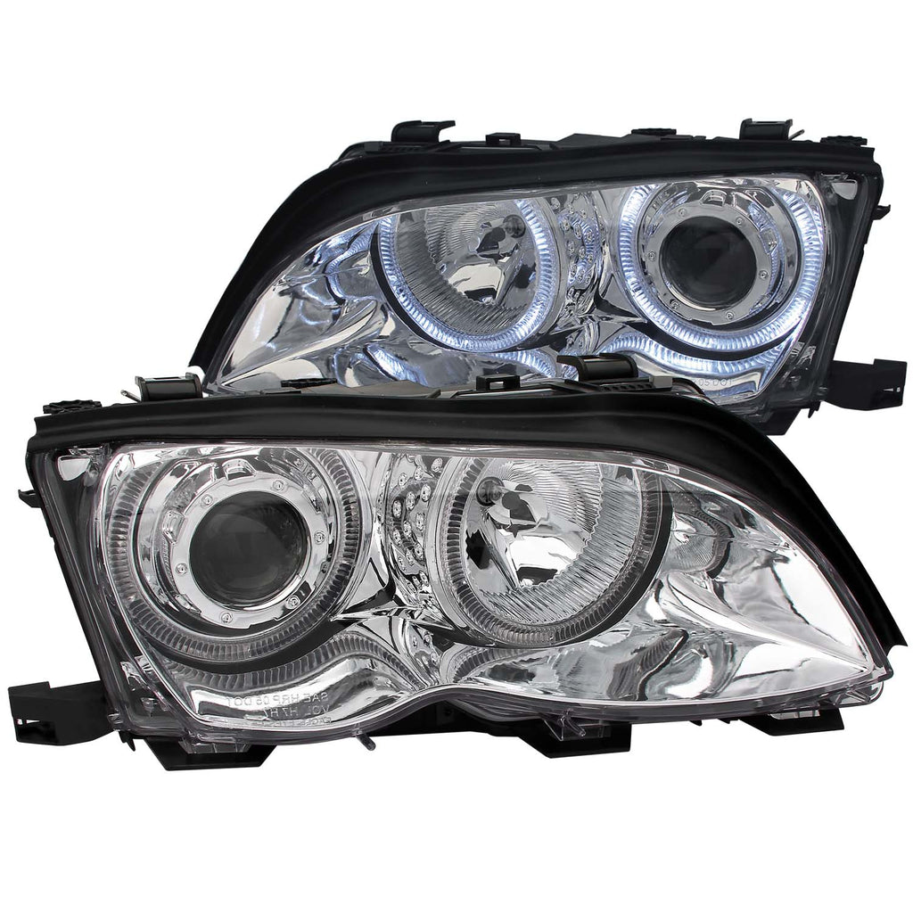 0205-Bmw-3-Series-E46-4Dr-Headlights-Chrome-Clear-Projector-With-Halos