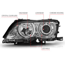 Load image into Gallery viewer, 0205-Bmw-3-Series-E46-4Dr-Headlights-Chrome-Clear-Projector-With-Halos