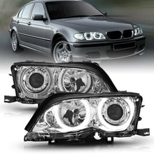 Load image into Gallery viewer, 0205-Bmw-3-Series-E46-4Dr-Headlights-Chrome-Clear-Projector-With-Halos