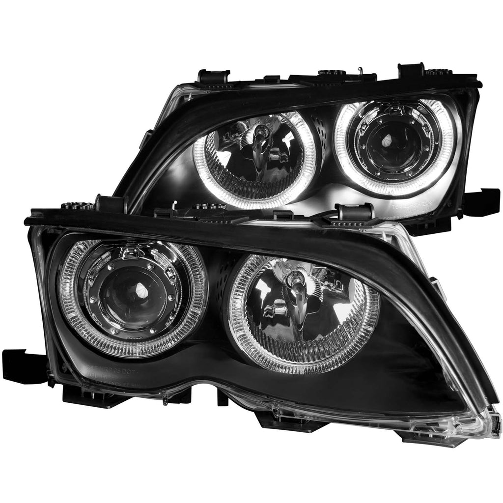 0205-Bmw-Series-3-E46-4Dr-Headlights-Projector-Black-With-Halo