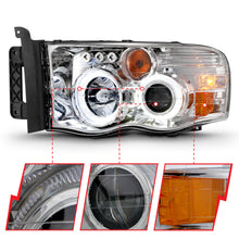 Load image into Gallery viewer, 0205-Ram-1500-0305-Ram-25003500-Projector-Headlights-W-Halo-Chrome-Clear-Am
