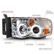 Load image into Gallery viewer, 0205-Ram-1500-0305-Ram-25003500-Projector-Headlights-W-Halo-Chrome-Clear-Am