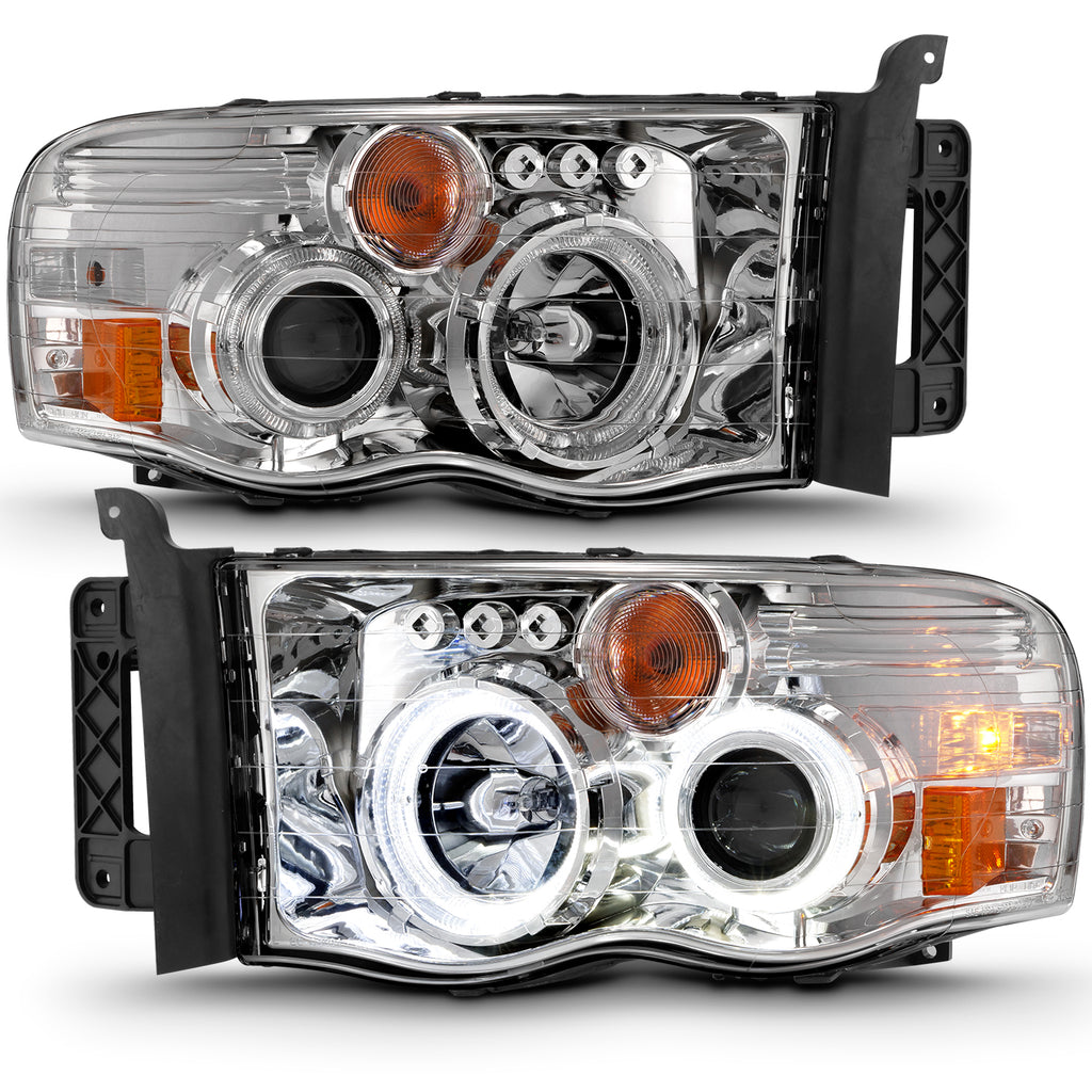 0205-Ram-1500-0305-Ram-25003500-Projector-Headlights-W-Halo-Chrome-Clear-Am