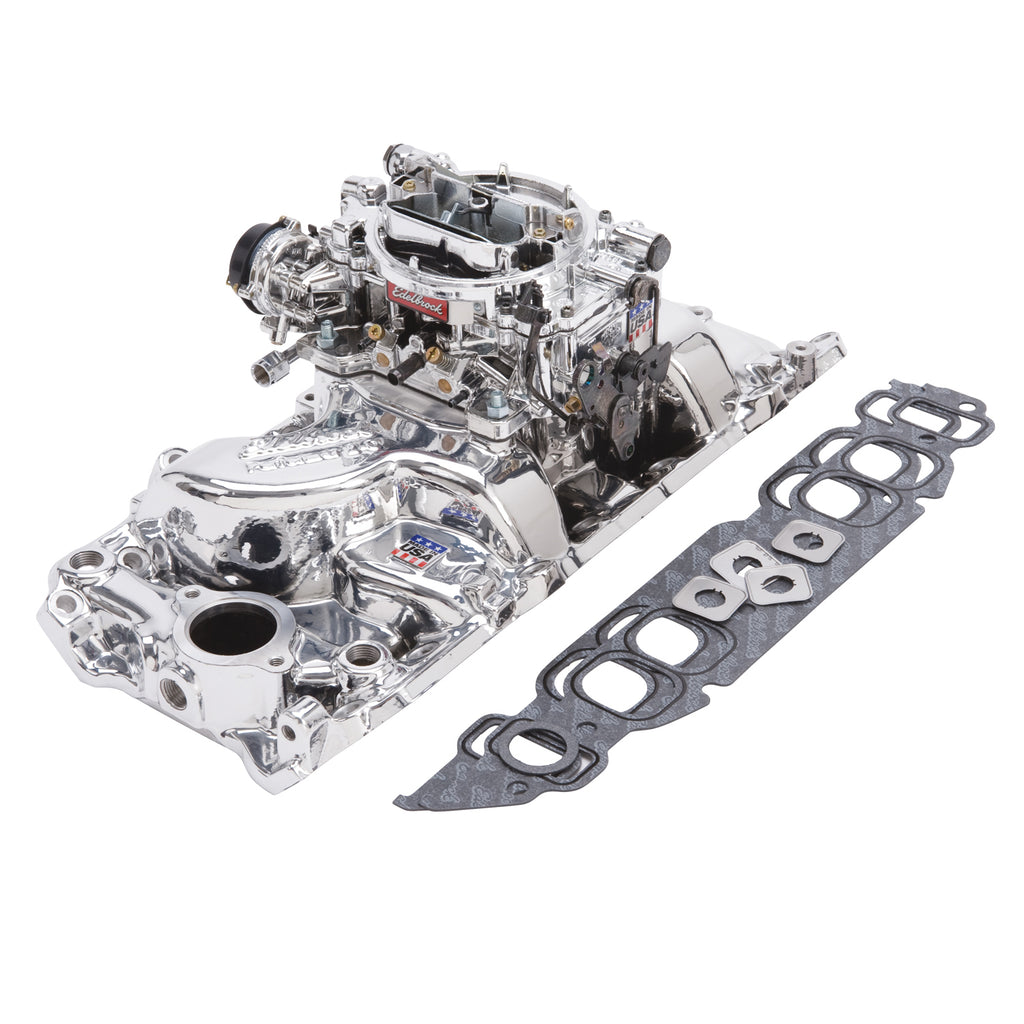 Edelbrock 20614 Engine Intake Manifold / Carburetor Kit for Select Chevrolet B60, Chevrolet B7, Chevrolet Bel Air, Chevrolet Biscayne, Chevrolet Blazer, Chevrolet Brookwood, Chevrolet C10, Chevrolet C10 Pickup, Chevrolet C10 Suburban, Chevrolet C1500,