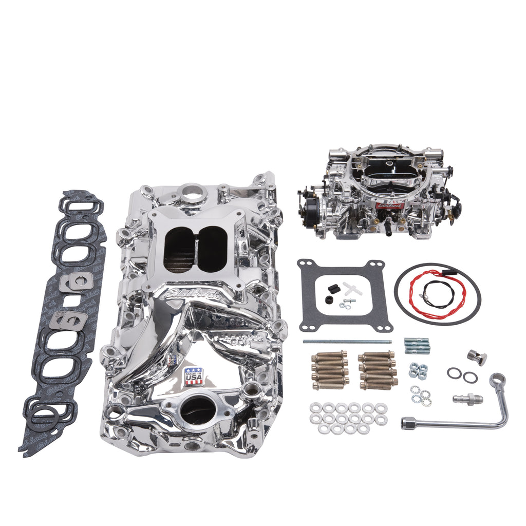 Edelbrock 20624 Engine Intake Manifold / Carburetor Kit for Select Chevrolet B60, Chevrolet B7, Chevrolet Bel Air, Chevrolet Biscayne, Chevrolet Blazer, Chevrolet Brookwood, Chevrolet C10, Chevrolet C10 Pickup, Chevrolet C10 Suburban, Chevrolet C1500,