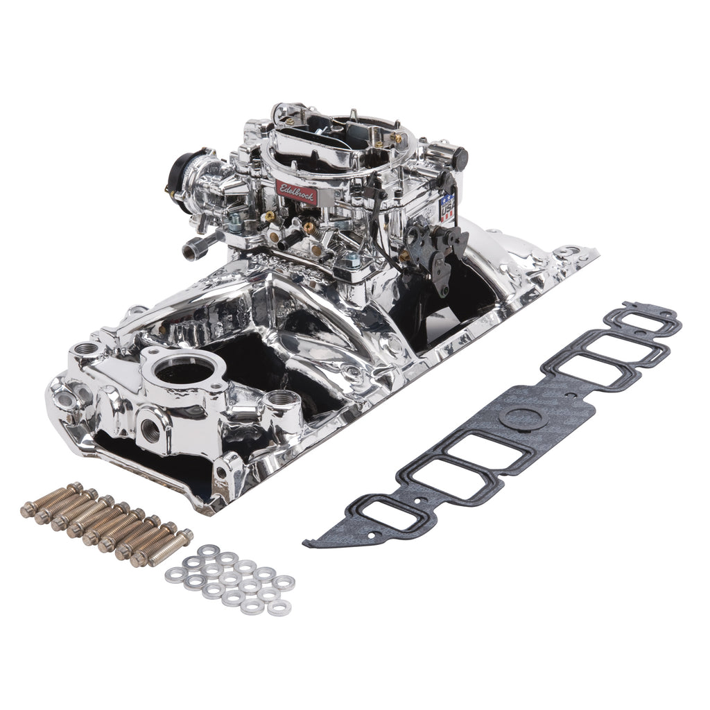 Edelbrock 20644 Engine Intake Manifold / Carburetor Kit for Select Chevrolet B60, Chevrolet B7, Chevrolet Bel Air, Chevrolet Biscayne, Chevrolet Blazer, Chevrolet Brookwood, Chevrolet C10, Chevrolet C10 Pickup, Chevrolet C10 Suburban, Chevrolet C1500,