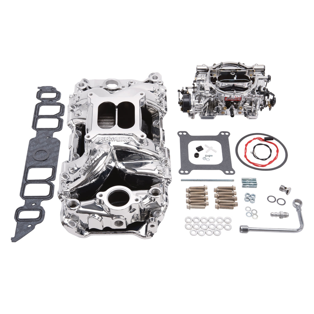 Edelbrock 20644 Engine Intake Manifold / Carburetor Kit for Select Chevrolet B60, Chevrolet B7, Chevrolet Bel Air, Chevrolet Biscayne, Chevrolet Blazer, Chevrolet Brookwood, Chevrolet C10, Chevrolet C10 Pickup, Chevrolet C10 Suburban, Chevrolet C1500,