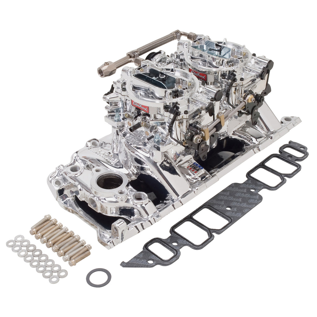 Edelbrock 20664 Engine Intake Manifold / Carburetor Kit for Select Chevrolet B60, Chevrolet B7, Chevrolet Bel Air, Chevrolet Biscayne, Chevrolet Blazer, Chevrolet Brookwood, Chevrolet C10, Chevrolet C10 Pickup, Chevrolet C10 Suburban, Chevrolet C1500,