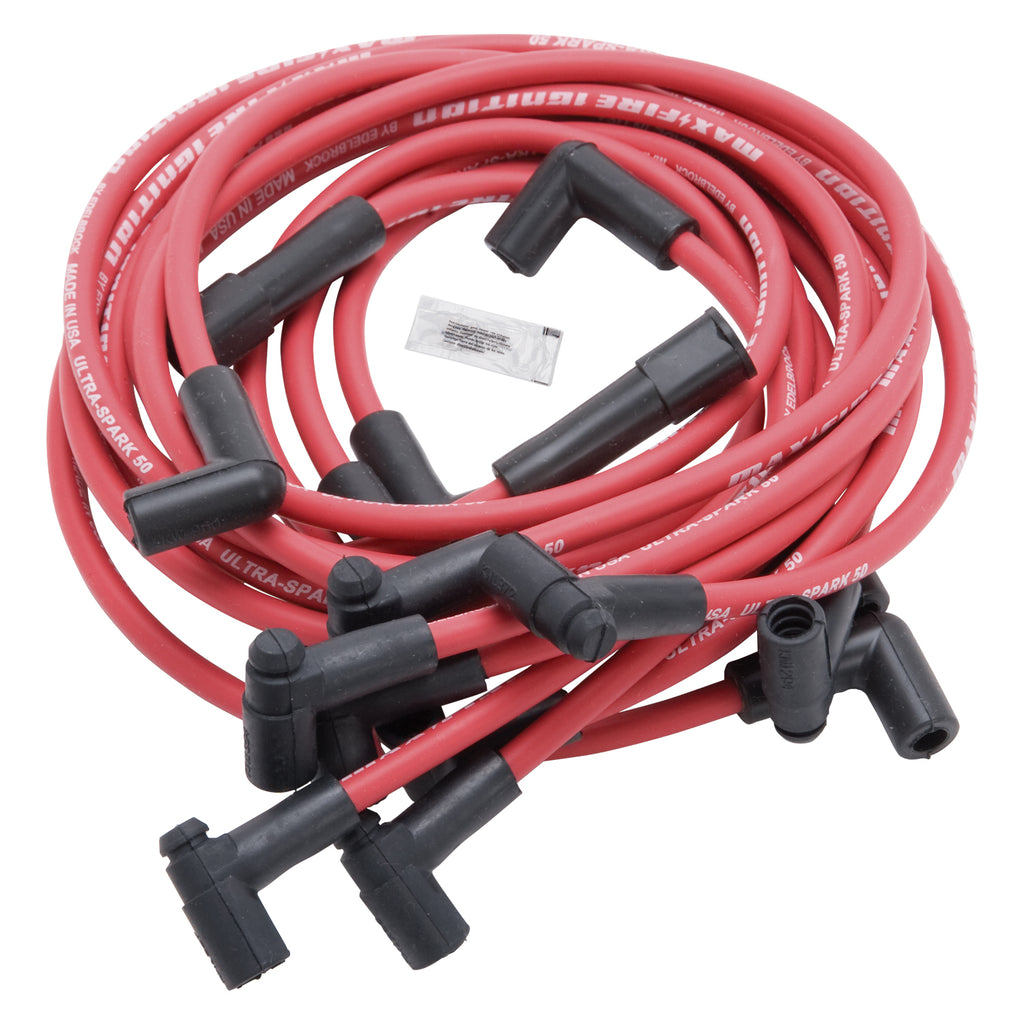 Edelbrock 22713 Max-Fire (Ultra-Spark 50) 1978-86 Small-Block Chevy Spark Plug Wire Set for Select Buick Century, Buick Regal, Buick Skylark, Checker Marathon, Chevrolet C10, Chevrolet C10 Suburban, Chevrolet C20, Chevrolet C20 Suburban, Chevrolet C30,