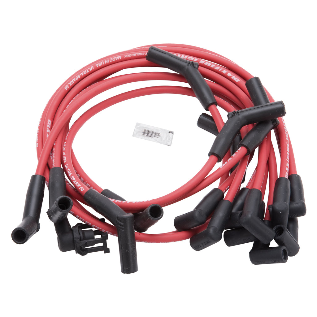 Edelbrock 22714 Max-Fire Engine Specific (Ultra-Spark 50) High Performance Spark Plug Wire Set for Select DeTomaso Pantera, Ford Bronco, Ford Country Squire, Ford E-100 Econoline, Ford E-100 Econoline Club Wagon, Ford E-150 Econoline, Ford E-150
