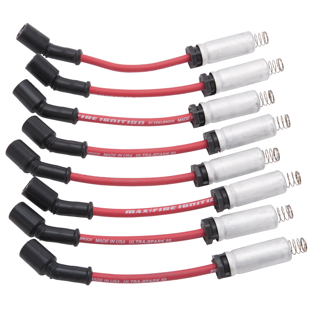 Edelbrock 22715 Max-Fire Engine Specific (Ultra-Spark 50) High Performance Spark Plug Wire Set for Select Cadillac Escalade, Chevrolet Avalanche 1500, Chevrolet B7, Chevrolet C6500 Kodiak, Chevrolet C7500 Kodiak, Chevrolet Silverado 1500, Chevrolet