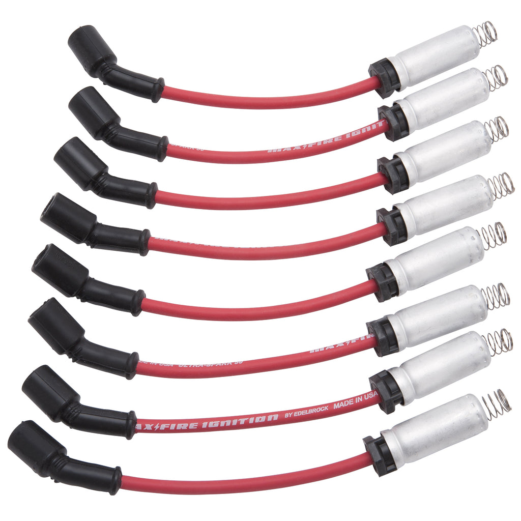 Edelbrock 22716 Max-Fire (Ultra-Spark 50) GM LS Truck Spark Plug Wire Set for Select Buick Allure, Buick LaCrosse, Buick Rainier, Cadillac CTS, Cadillac Escalade, Chevrolet Avalanche, Chevrolet Avalanche 1500, Chevrolet Camaro, Chevrolet Caprice,