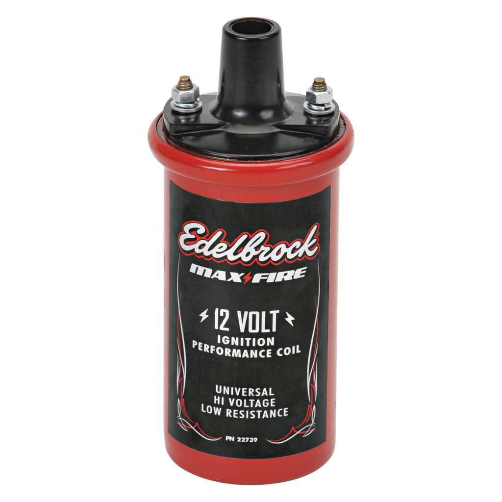 Edelbrock 22739 Universal 12V cannister-style w/ primary resistance 1.4 ohms & output of 42000V. for Select American Motors AMX, American Motors Ambassador, American Motors American, American Motors Classic, American Motors Concord, American Motors