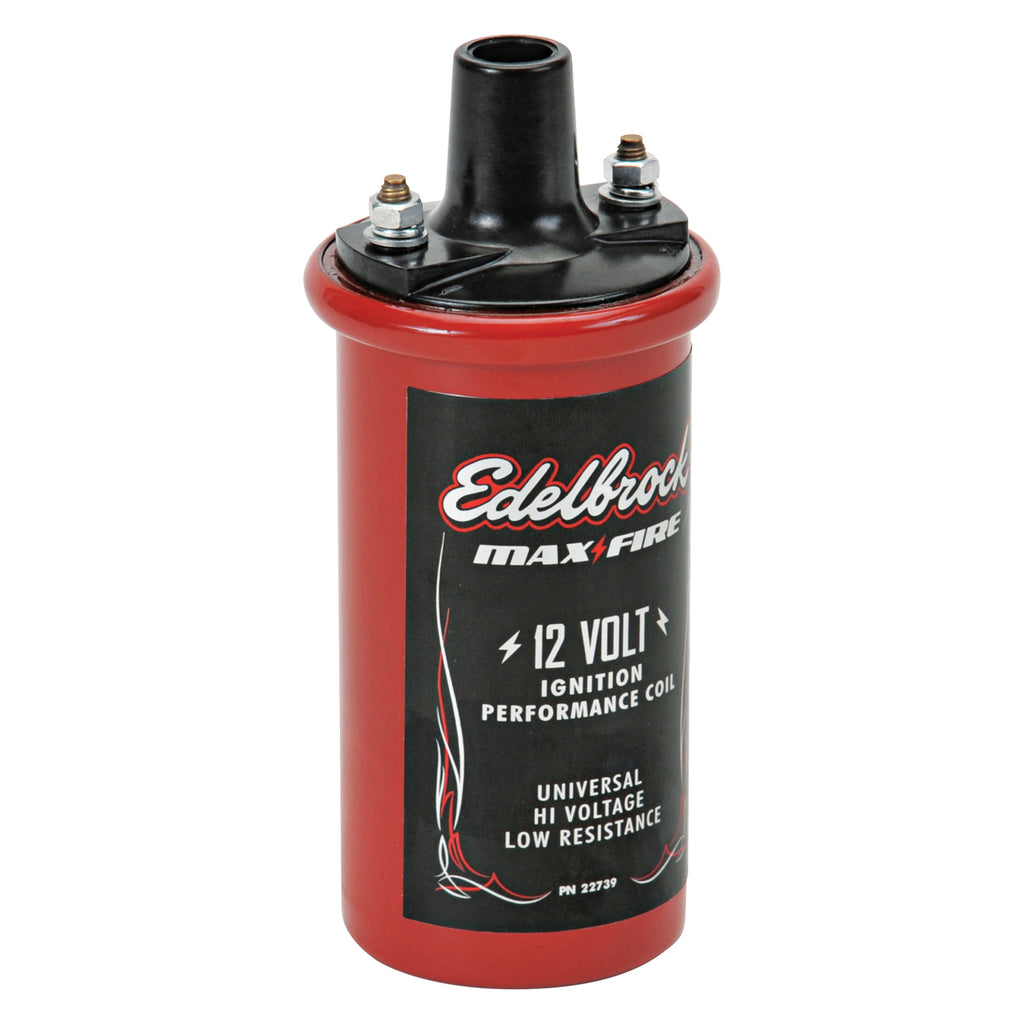 Edelbrock 22739 Universal 12V cannister-style w/ primary resistance 1.4 ohms & output of 42000V. for Select American Motors AMX, American Motors Ambassador, American Motors American, American Motors Classic, American Motors Concord, American Motors