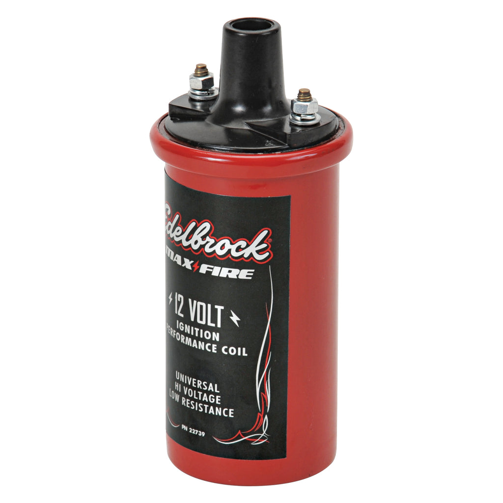 Edelbrock 22739 Universal 12V cannister-style w/ primary resistance 1.4 ohms & output of 42000V. for Select American Motors AMX, American Motors Ambassador, American Motors American, American Motors Classic, American Motors Concord, American Motors