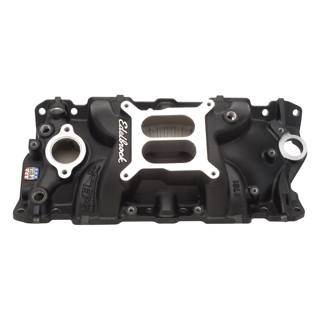Edelbrock 27013 Performer EPS Small Block Chevy Intake Manifold for Select Avanti II, Buick Century, Buick LeSabre, Buick Regal, Buick Skylark, Checker Aerobus, Checker Deluxe, Checker Marathon, Checker Taxicab, Chevrolet 3B, Chevrolet 3C, Chevrolet 3D,
