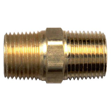 Fairview 122-B Brass Hex Nipple - 1/4 MPT