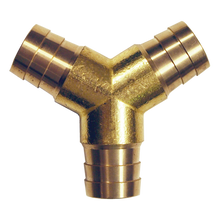 Load image into Gallery viewer, Fairview 123Y-6 Brass Y Connector - 3/8 Hose Barb