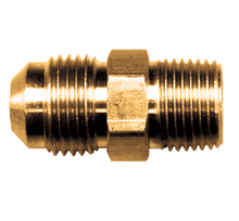 Load image into Gallery viewer, Fairview 3748-6C Brass Flare Adapter 3/8 Male JIC X 3/8 Male NPT