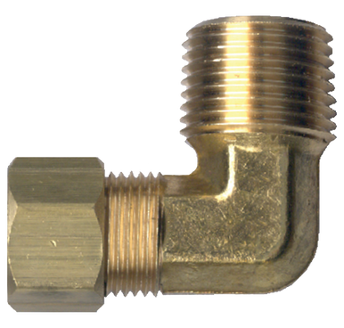 Fairview 69-6D Brass Compression 90º Elbow - 3/8 x 1/2 MPT