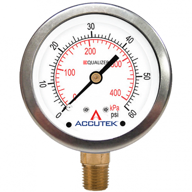 Fairview PG-100ZRSD25 0-100PSI Equalizer Gauge 2.5In Face 1/4 Male NPT Stem