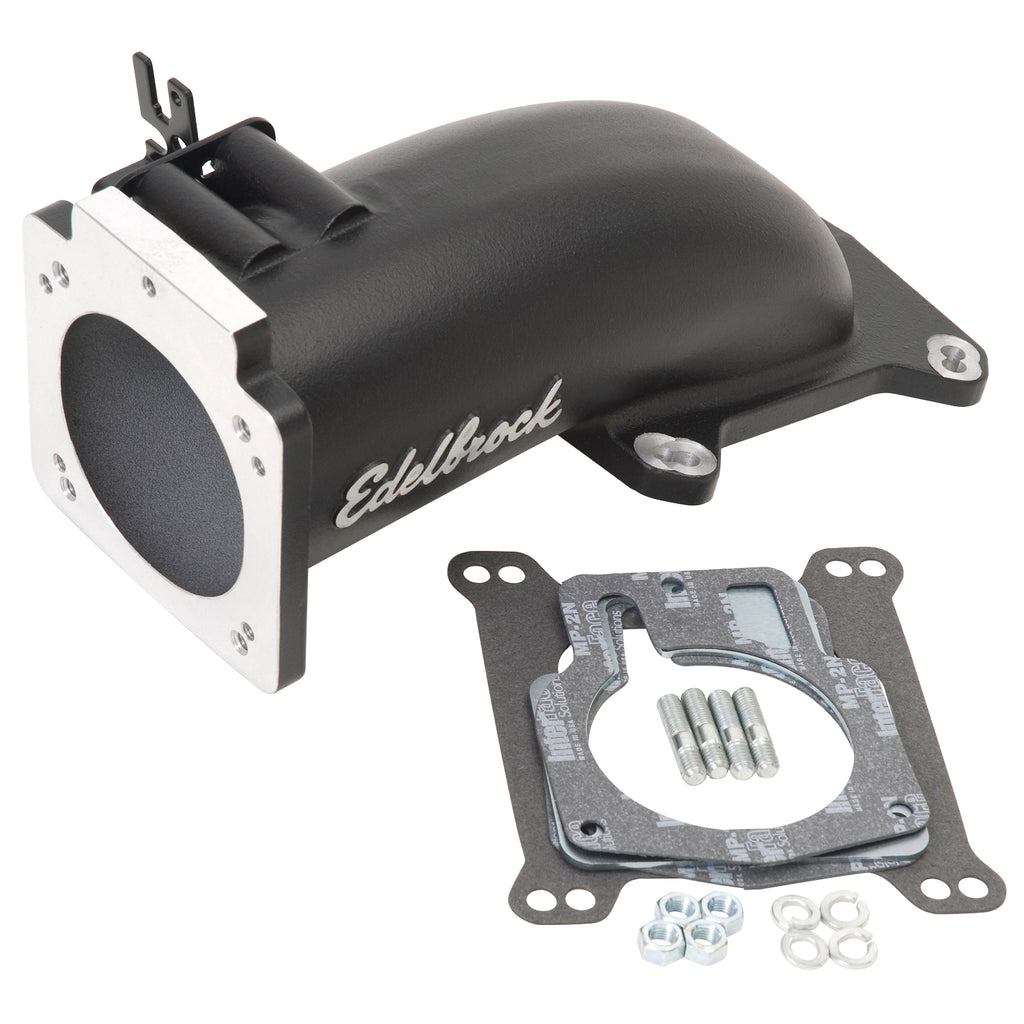 Edelbrock 38473 Ultra Low Profile Universal Intake Elbow - 90mm T.B. to 4150 Flange Black