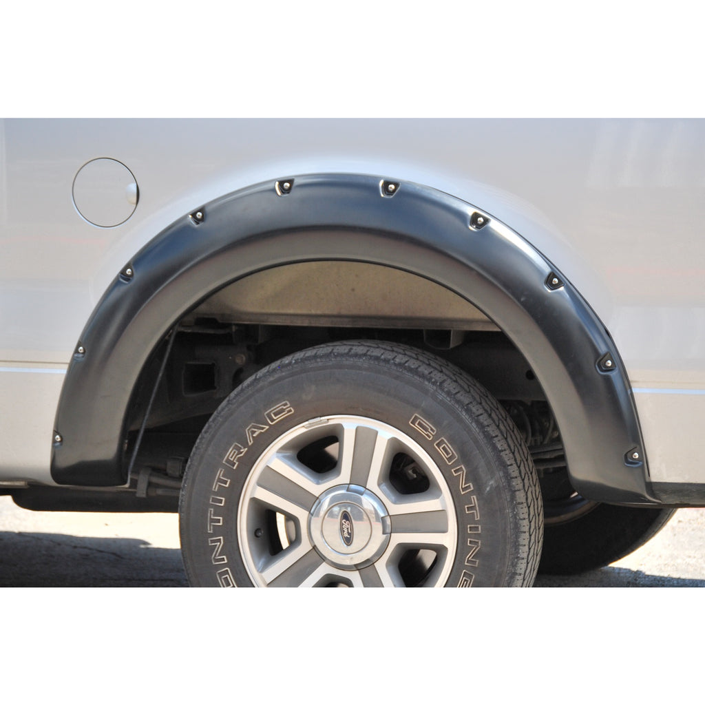 04-08-Ford-F-150-(No-Stepside)-Rx-Rivet-Style-Smooth-Elite-Series-Fender-Flares---Black-(2-Pc.)